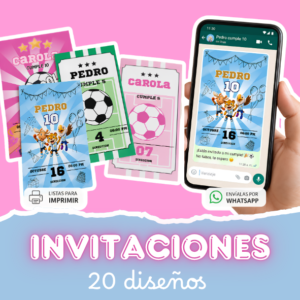 BANNERS TIENDA (18) Invitaciones cumpleaños mundial fútbol x20 diseños editables