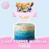 Cake topper + mini toppers temática mundial en color ROSA