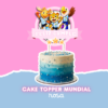 Cake topper + mini toppers temática mundial en color ROSA