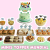 BANNERS TIENDA (7) Cake topper + mini toppers temática mundial en color VERDE