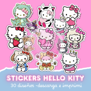stickers Hello Kitty imprimibles – pack x30 diseños adorables